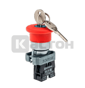 Кнопка грибовидная, возврат поворотом, с ключом 1NC красный 40 мм